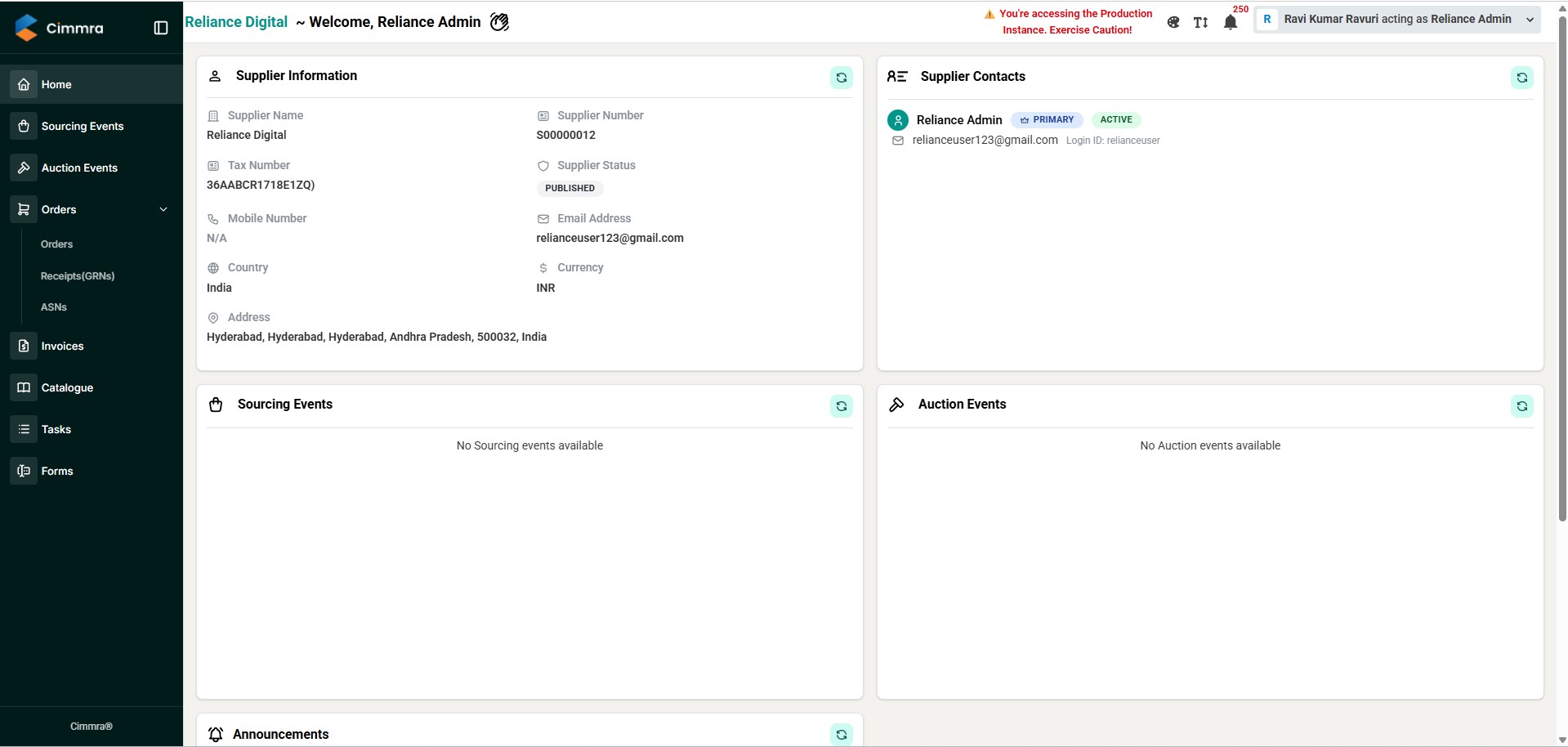 Cimmra supplier portal